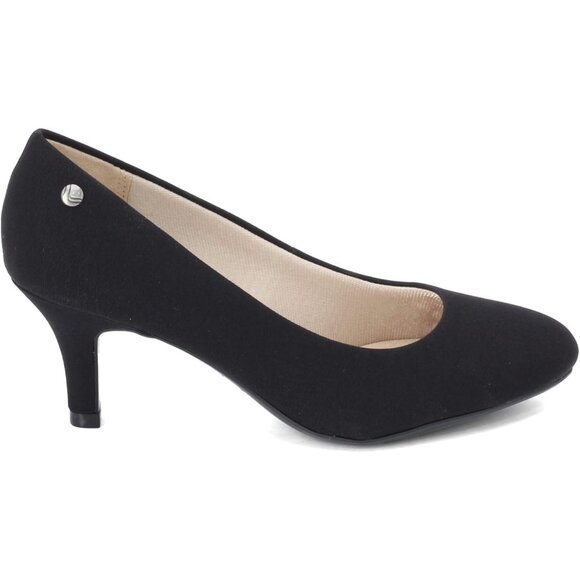 LifeStride Women Beige Black Polyurethane Closed Pointed Toes Kitten Heel Pumps - Picture 3 of 8